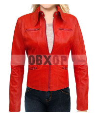 Stage 10 Red Leather Jacket For Women